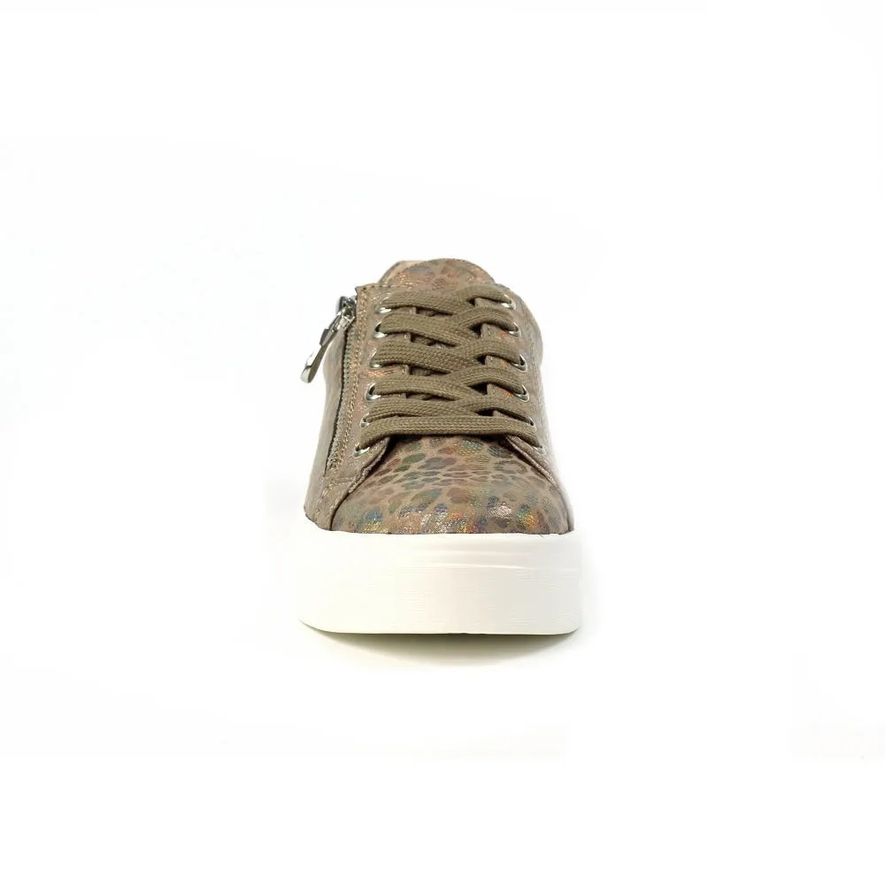 Ladies Lunar Shoes Charm Trainer Taupe Laced side zip sale