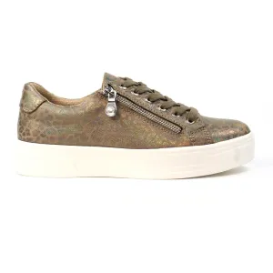Ladies Lunar Shoes Charm Trainer Taupe Laced side zip sale
