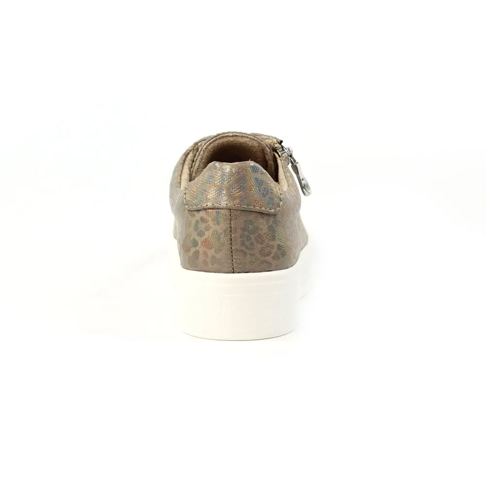 Ladies Lunar Shoes Charm Trainer Taupe Laced side zip sale