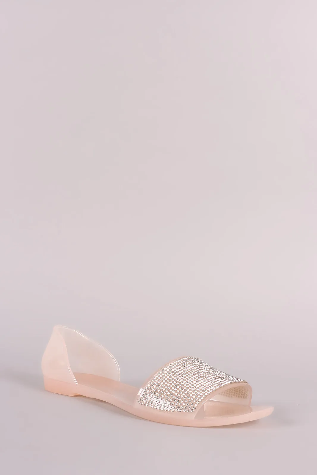 Liliana Rhinestone Open Toe Jelly Dorsay Flat