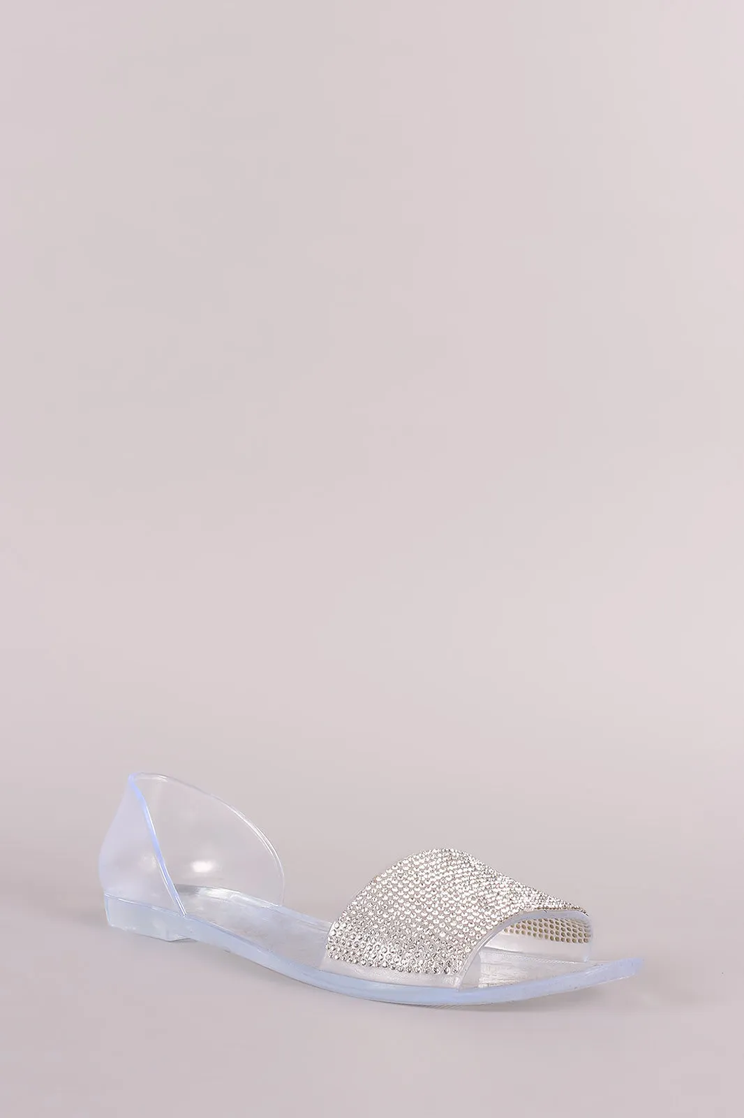 Liliana Rhinestone Open Toe Jelly Dorsay Flat