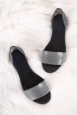 Liliana Rhinestone Open Toe Jelly Dorsay Flat