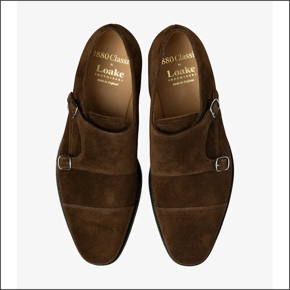 Loake Cannon Brown Suede Buckle Monk Shoe Size 7 Only/