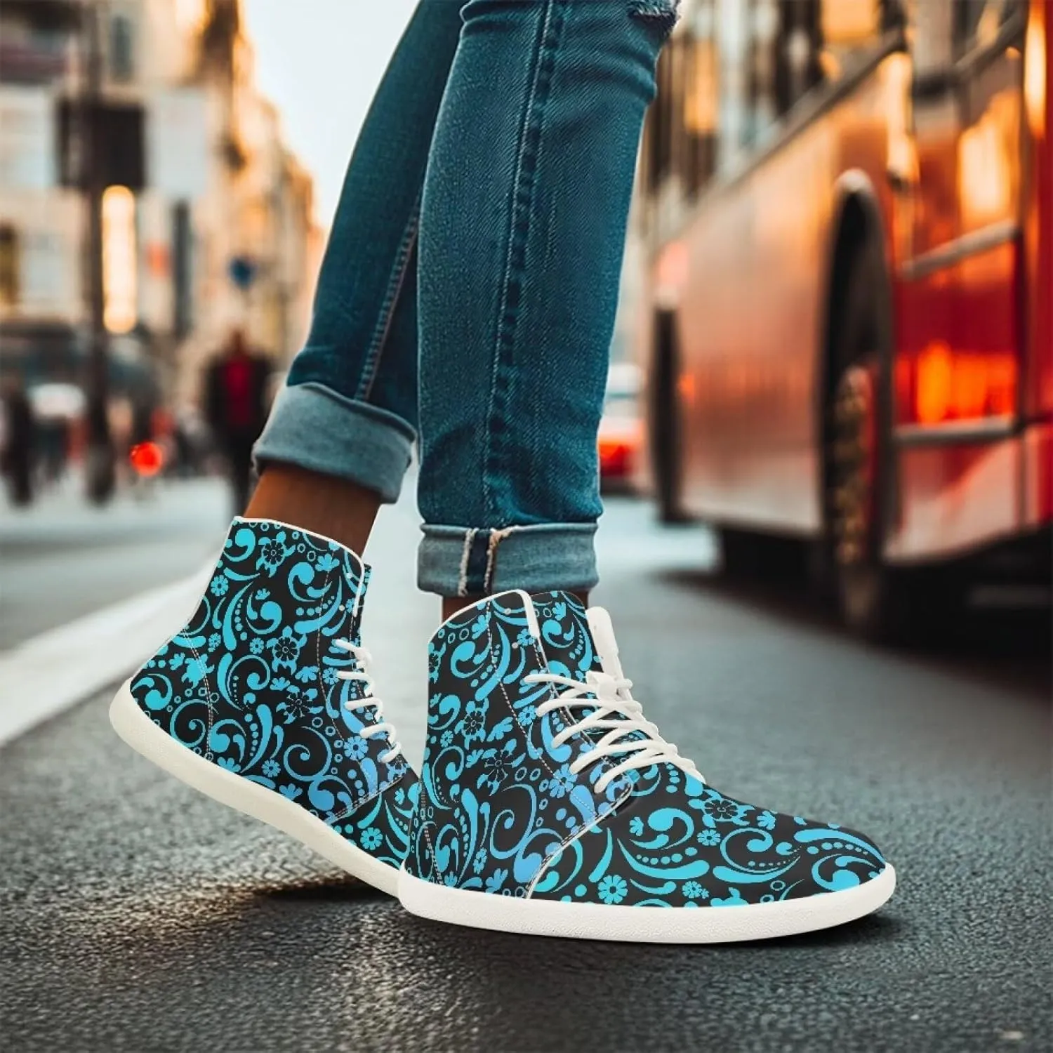 Men High-Top Barefoot Shoes Wide Toe Minimalist Walking Shoe Casual Cozy Waterproof Sneakers for Athletic US 5-14 White Sole
