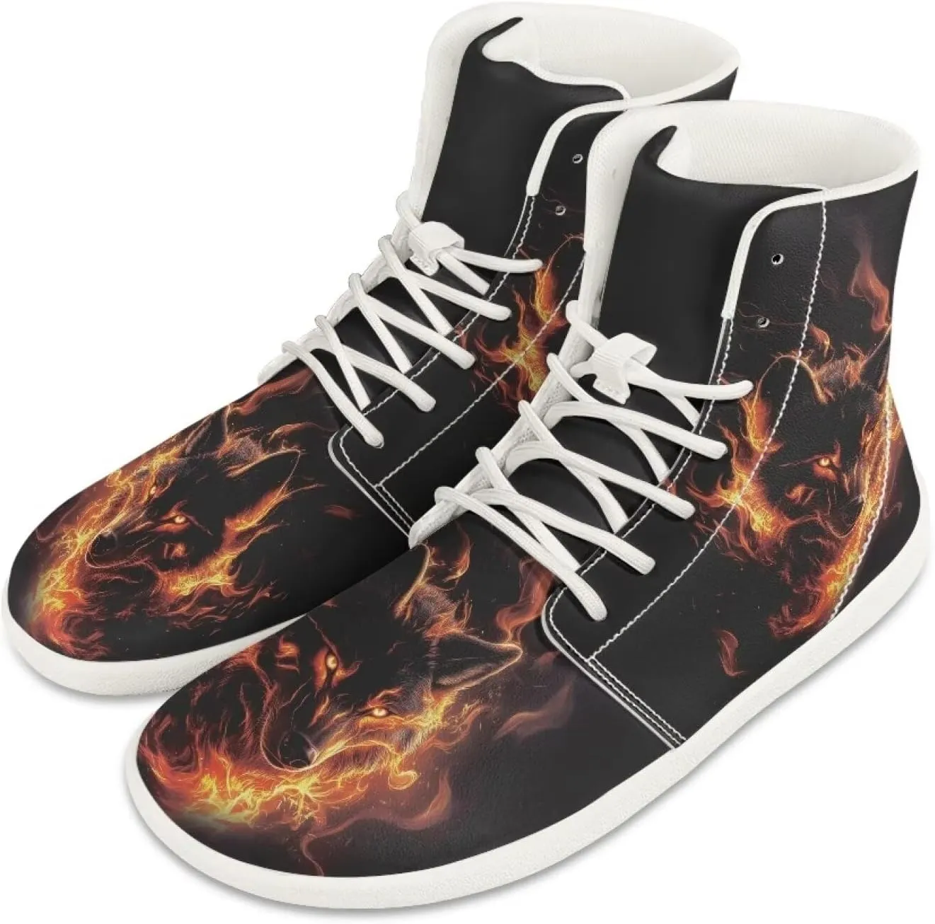 Men High-Top Barefoot Shoes Wide Toe Minimalist Walking Shoe Casual Cozy Waterproof Sneakers for Athletic US 5-14 White Sole
