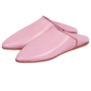 Men's Pointed Pink Moroccan Babouches Leather Slippers