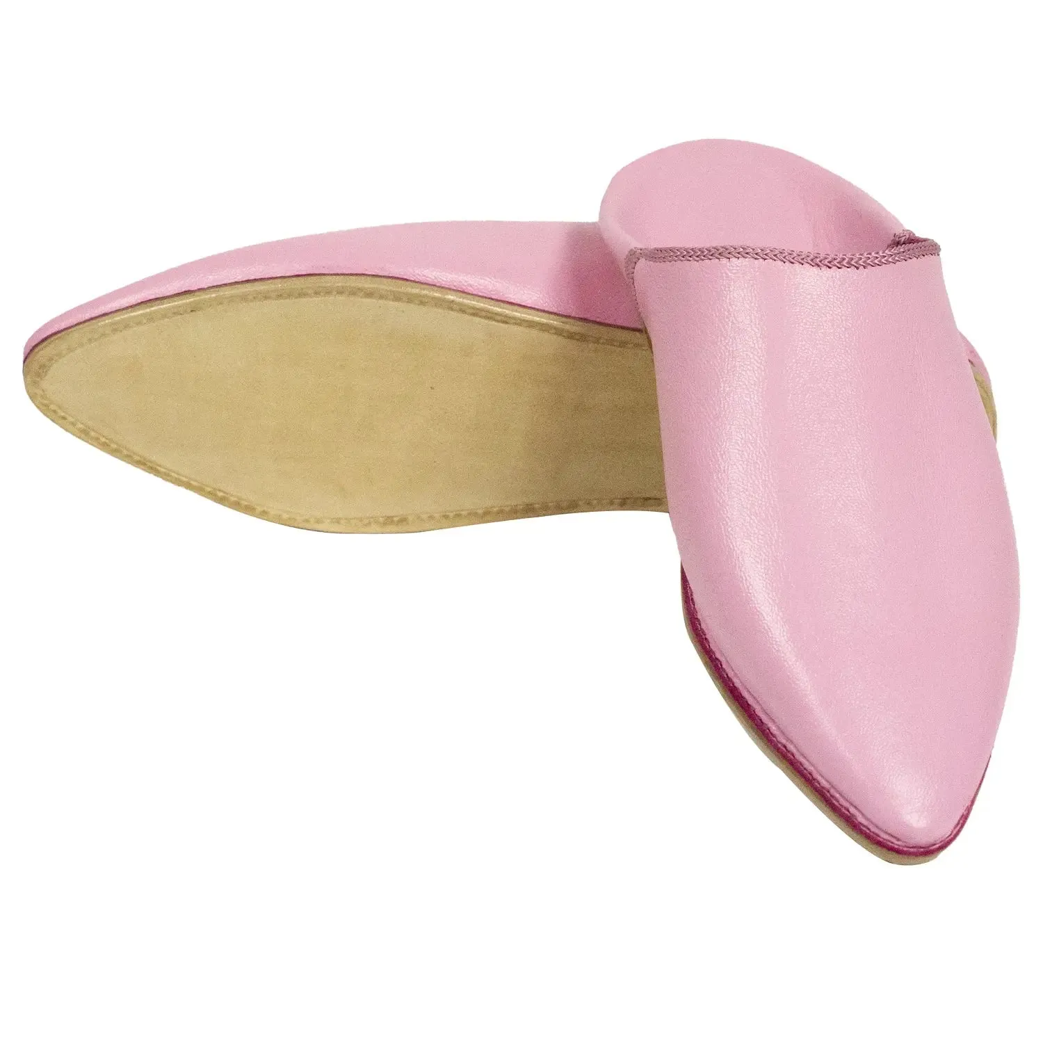 Men's Pointed Pink Moroccan Babouches Leather Slippers