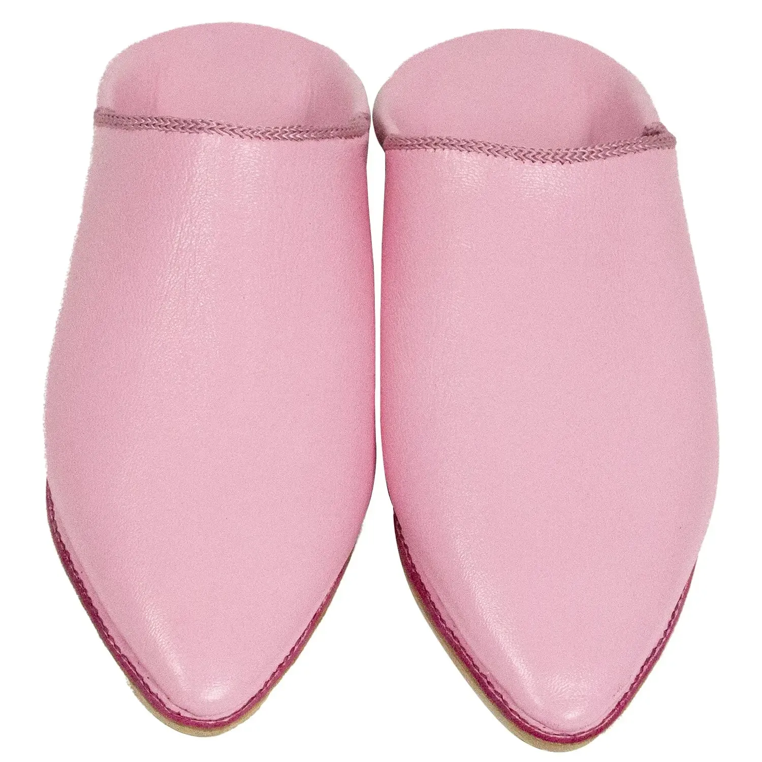 Men's Pointed Pink Moroccan Babouches Leather Slippers