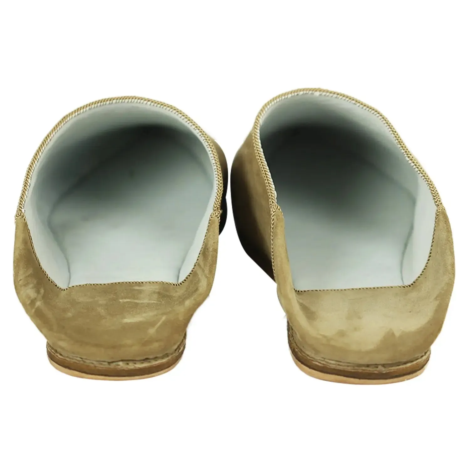 Men's Pointed Suede Camel Moroccan Babouches Leather Slippers