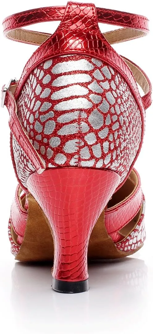 Minishion TQJ7056 Women's Kitten Heel Synthetic Tango Latin Ballroom Dance Pumps Shoes