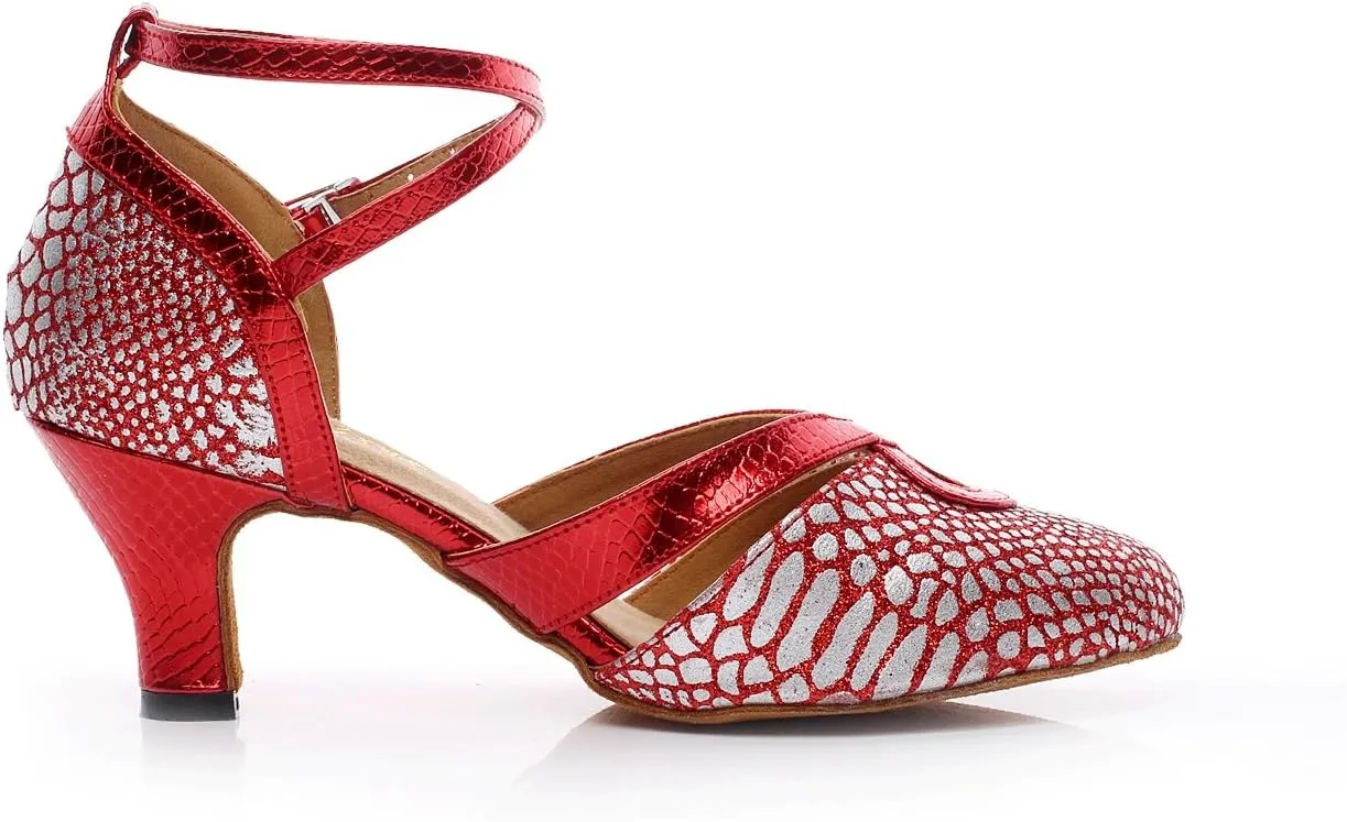 Minishion TQJ7056 Women's Kitten Heel Synthetic Tango Latin Ballroom Dance Pumps Shoes