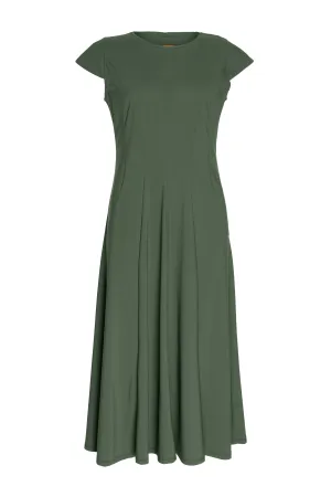 Multi Seam Cap Sleeve Dress - Forest 4634