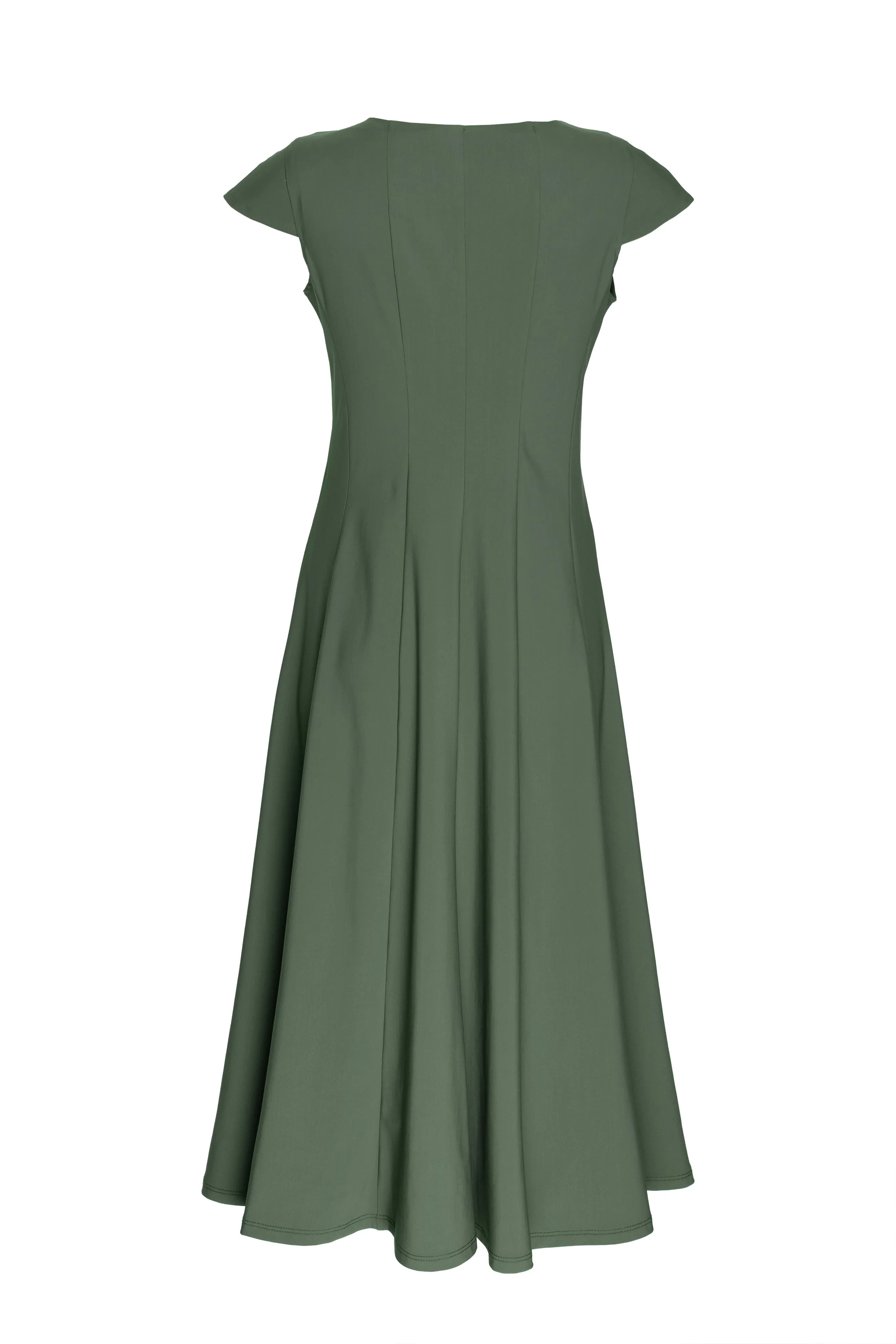 Multi Seam Cap Sleeve Dress - Forest 4634