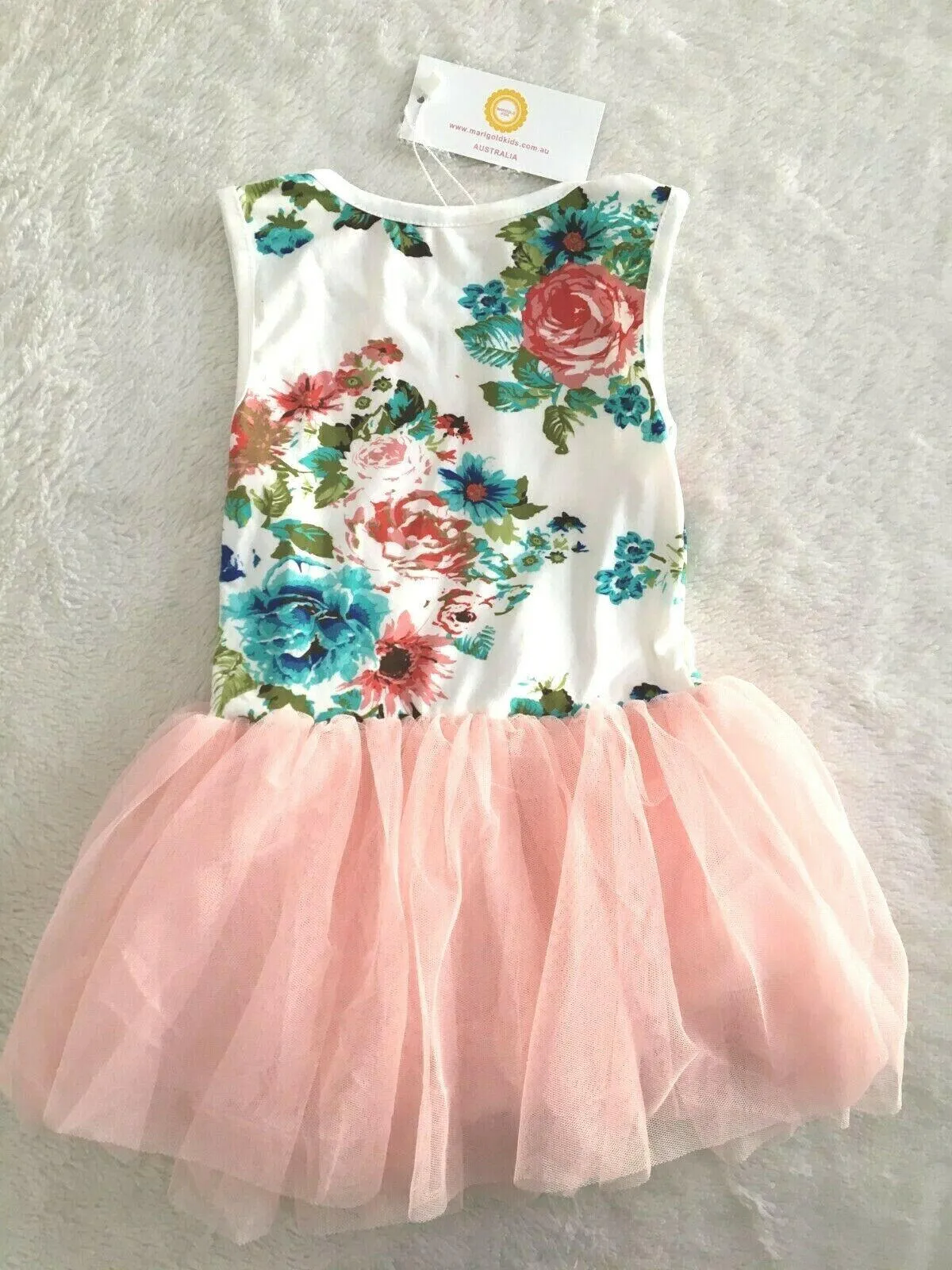 NEW Size 12 months Baby Girls Dress Party Dress Girls Floral  Pink Tulle Dress