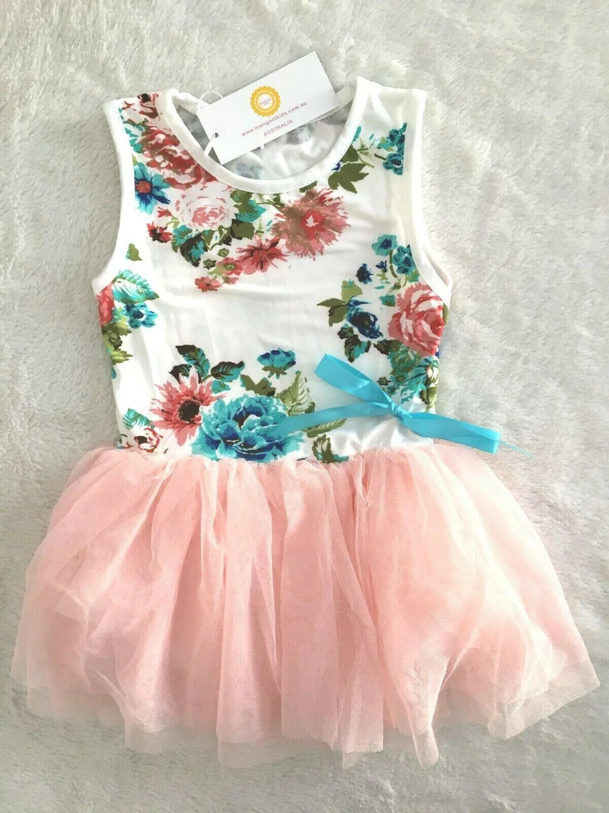 NEW Size 12 months Baby Girls Dress Party Dress Girls Floral  Pink Tulle Dress