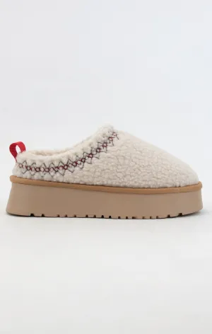 Off White Isaac Sherpa Fur Platform Slippers