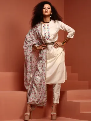 Off-white Printed Kurta Set