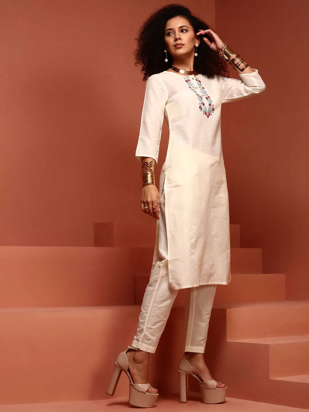 Off-white Printed Kurta Set