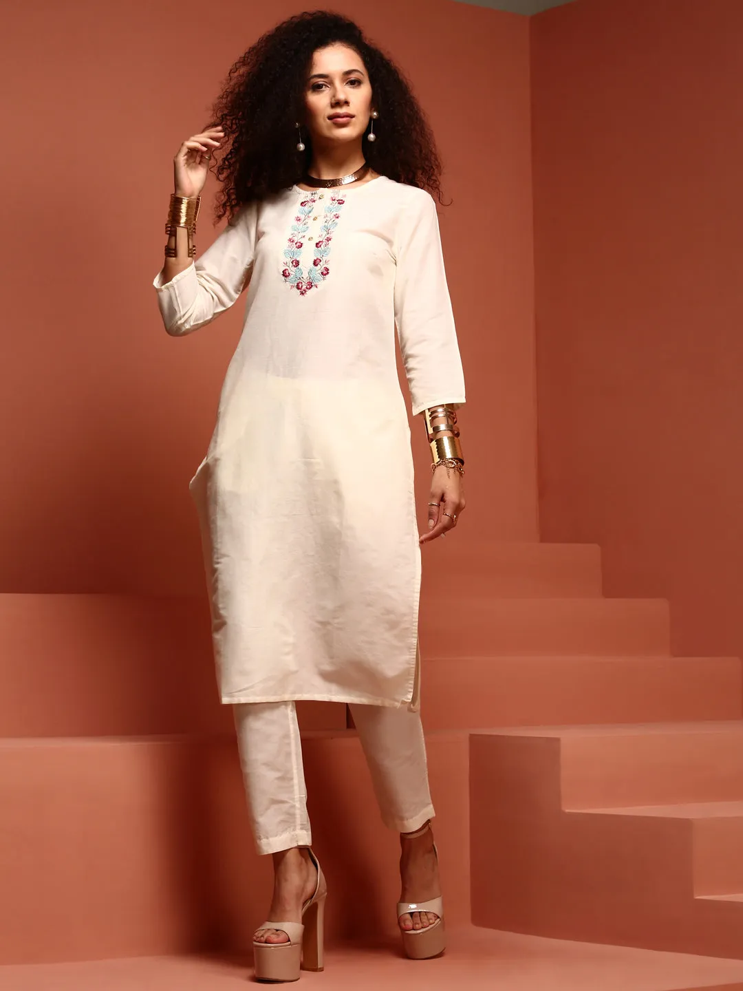 Off-white Printed Kurta Set