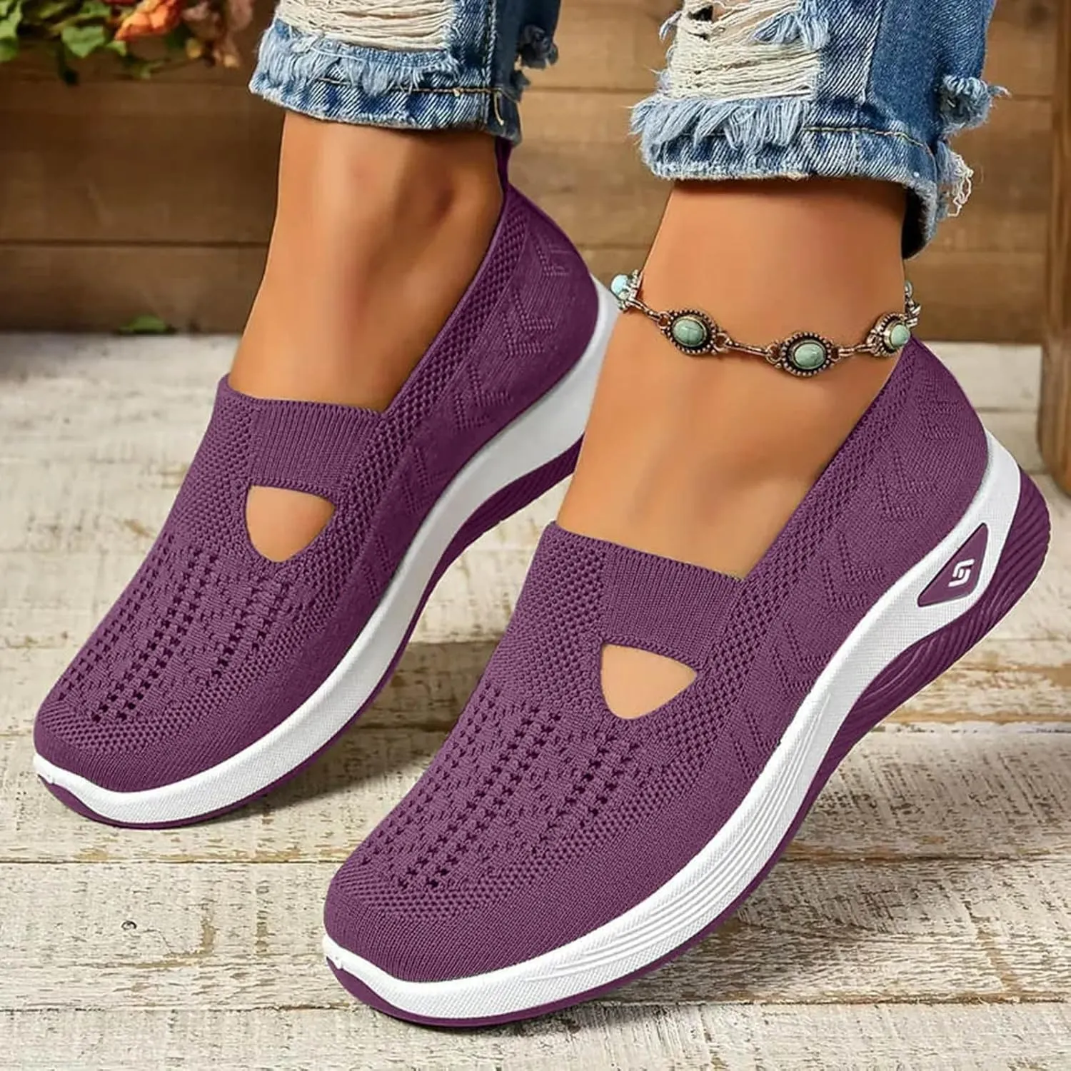 Orthopedic Shoes for Women Walking Shoes 2024 New Wove Breathable Soft Orthopedic Diabetic Comfortable Slip-On Sneakers