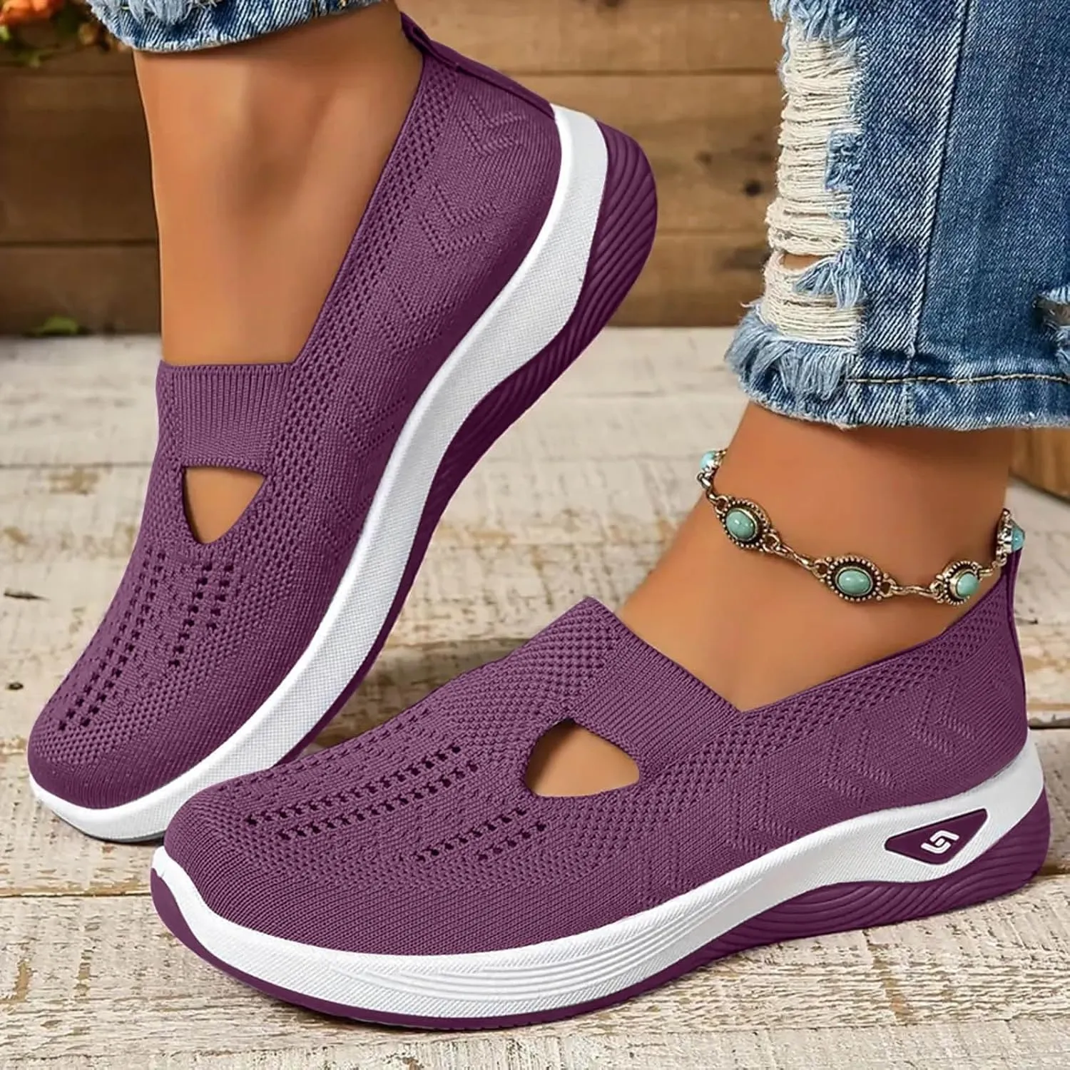 Orthopedic Shoes for Women Walking Shoes 2024 New Wove Breathable Soft Orthopedic Diabetic Comfortable Slip-On Sneakers