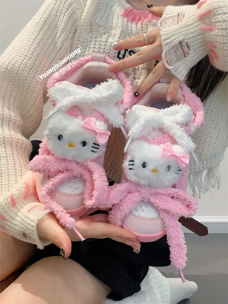 Plush Kitty Cat All-match Sneakers