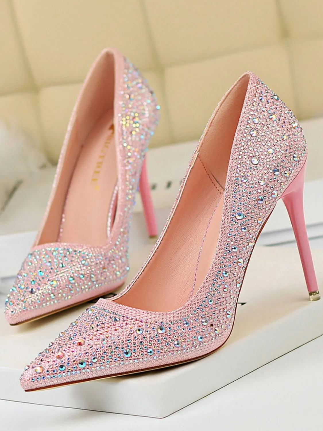 Point Toe Rhinestone Stilettos