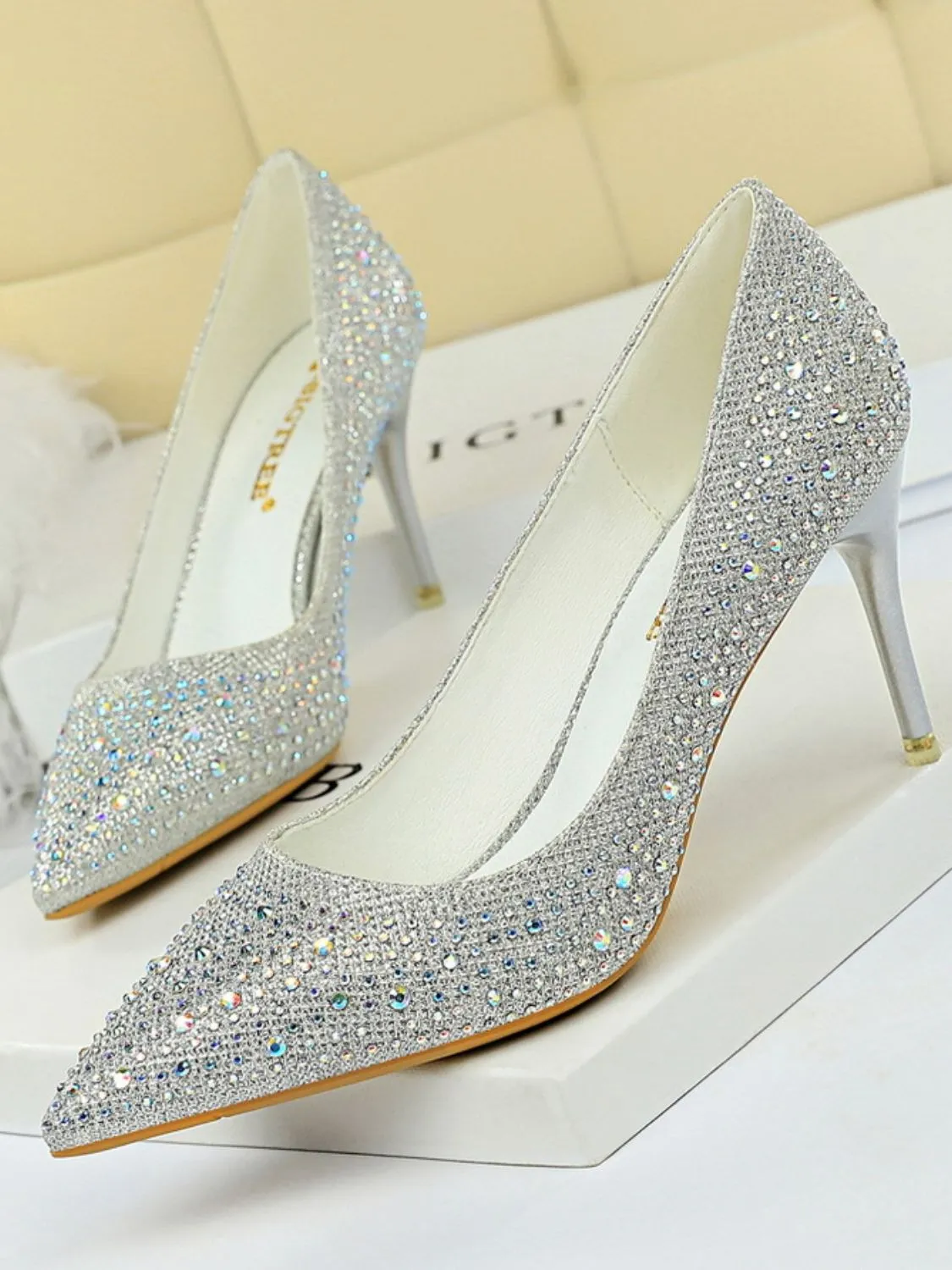 Point Toe Rhinestone Stilettos