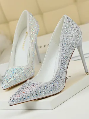 Point Toe Rhinestone Stilettos