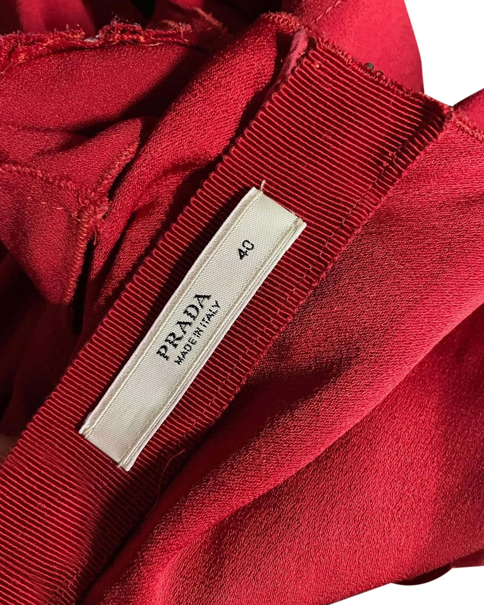 Prada Bow Detail V-neck Dress in Red Polyester