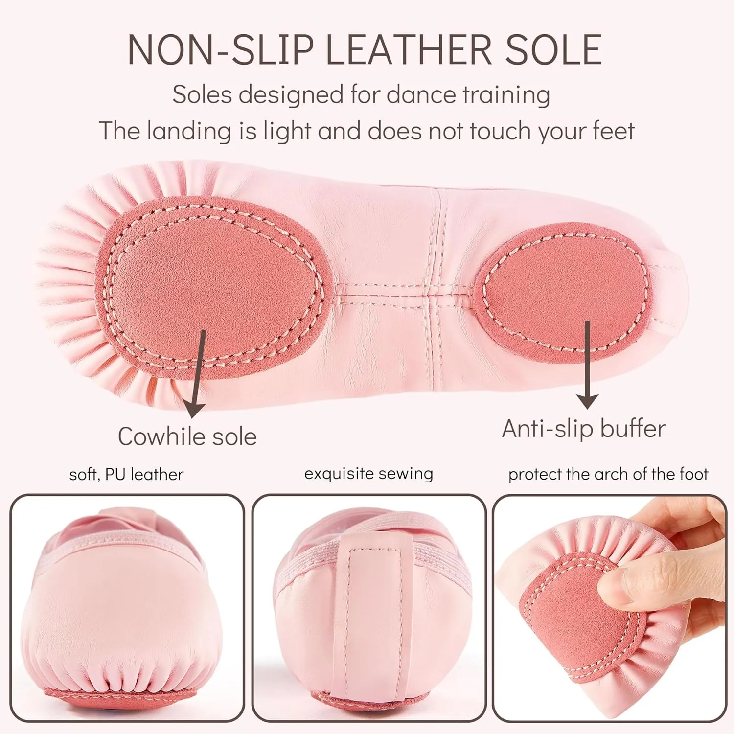 PU Ballet Shoes for Girls - Dance Practice Slippers for Girls, No-Tie Sole Yoga Shoes(Toddler/Little Kid/Big Kid)