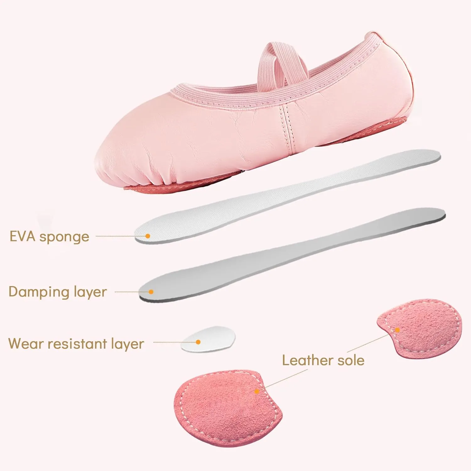 PU Ballet Shoes for Girls - Dance Practice Slippers for Girls, No-Tie Sole Yoga Shoes(Toddler/Little Kid/Big Kid)