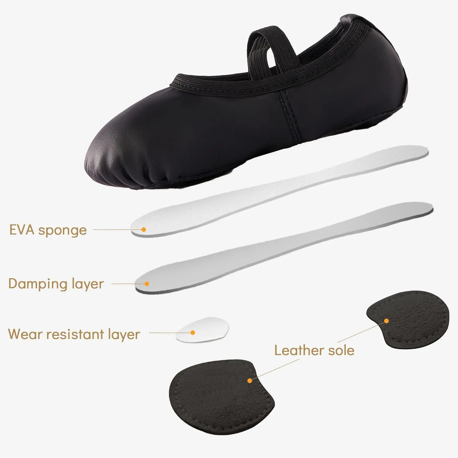 PU Ballet Shoes for Girls - Dance Practice Slippers for Girls, No-Tie Sole Yoga Shoes(Toddler/Little Kid/Big Kid)