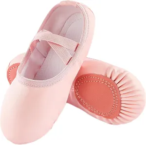 PU Ballet Shoes for Girls - Dance Practice Slippers for Girls, No-Tie Sole Yoga Shoes(Toddler/Little Kid/Big Kid)