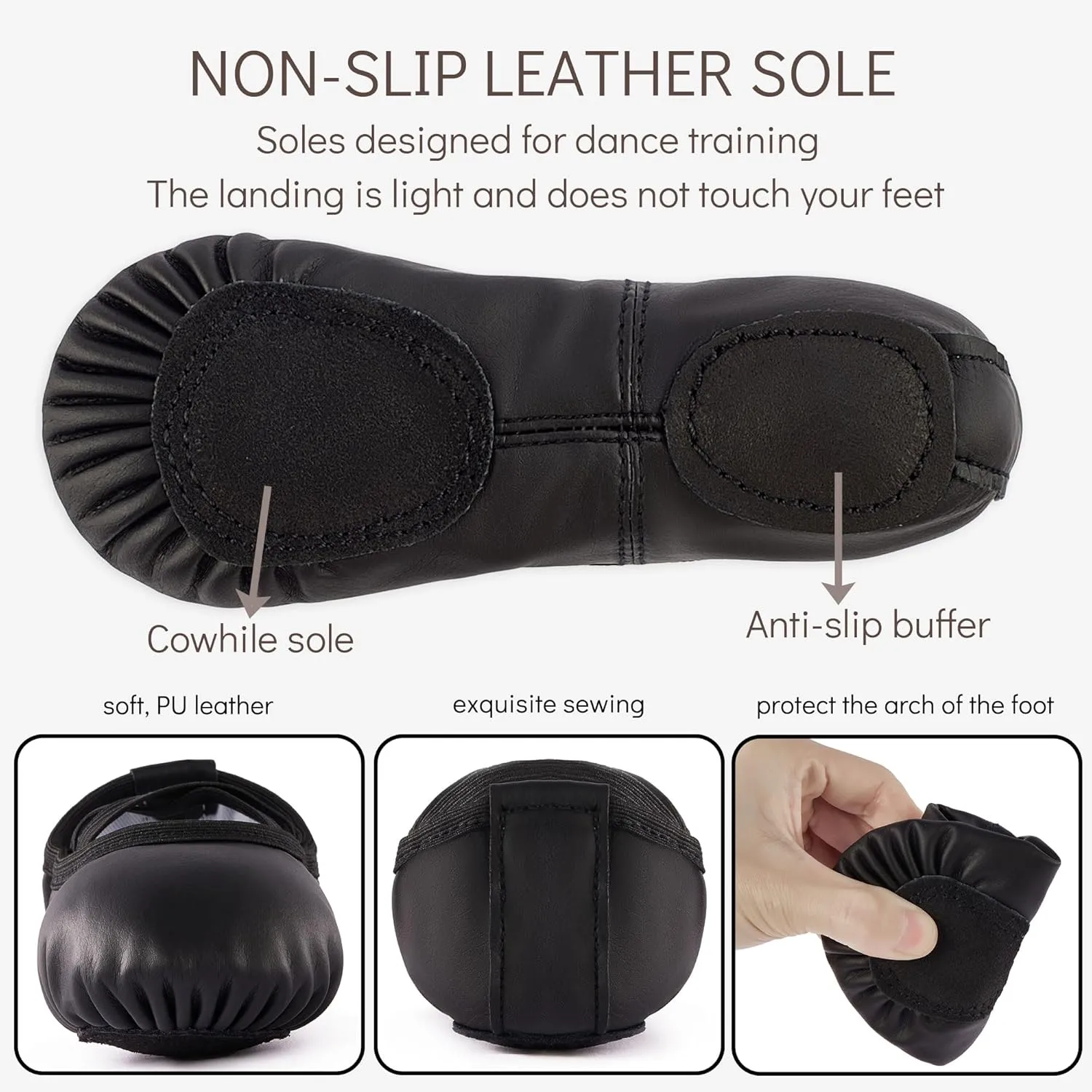 PU Ballet Shoes for Girls - Dance Practice Slippers for Girls, No-Tie Sole Yoga Shoes(Toddler/Little Kid/Big Kid)