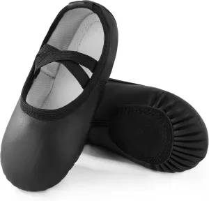 PU Ballet Shoes for Girls - Dance Practice Slippers for Girls, No-Tie Sole Yoga Shoes(Toddler/Little Kid/Big Kid)