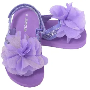 Purple Sequin Flower Flip Flop Sandals Toddler Girls 5-10