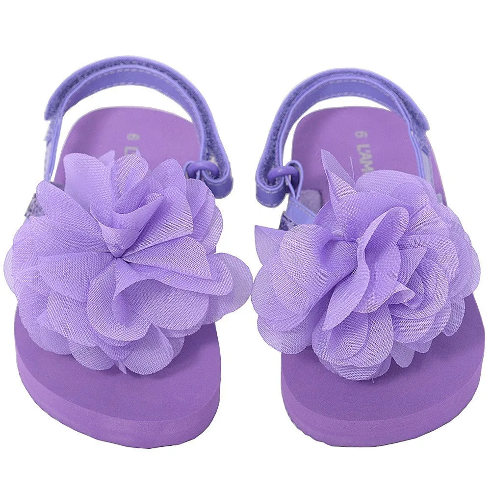 Purple Sequin Flower Flip Flop Sandals Toddler Girls 5-10