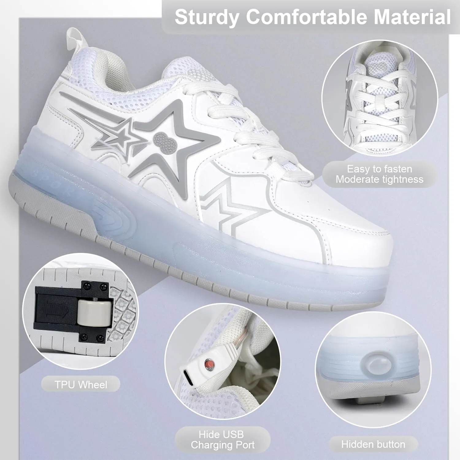 Roller Skates Shoes for Boys and Girls - 2-in-1 Skate Shoes and Sneakers for Kids Fun and Stylish