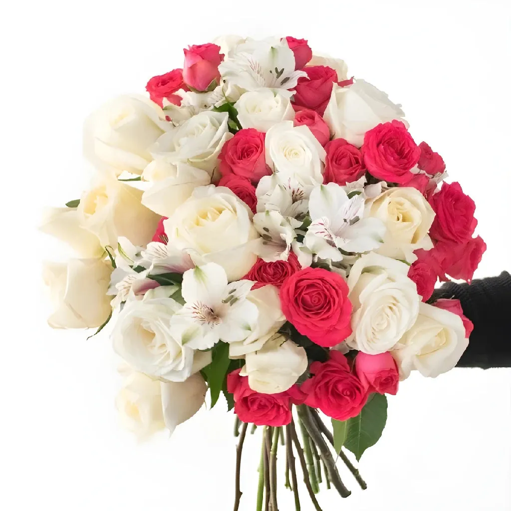 Romantic Hot Pink and White Rose Bouquet