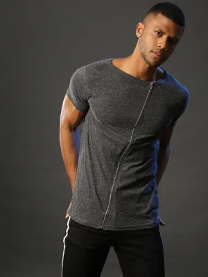 Round Neck Zip T-Shirt