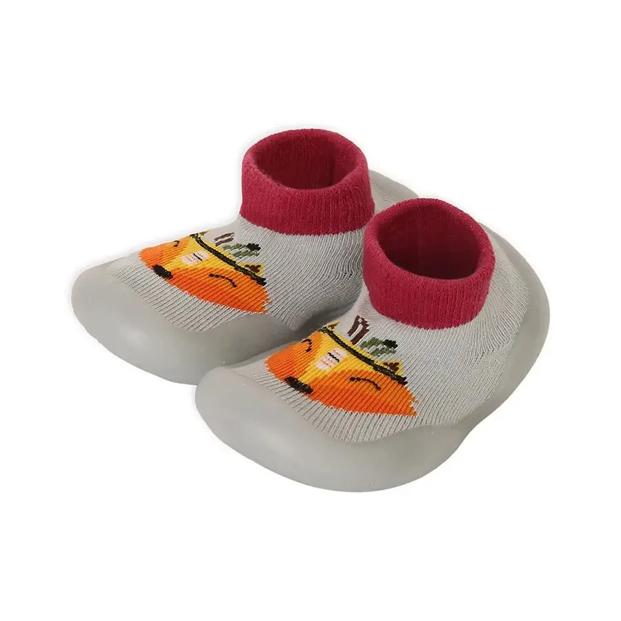 Rubber Grip Sole Socks Shoe - Light Grey