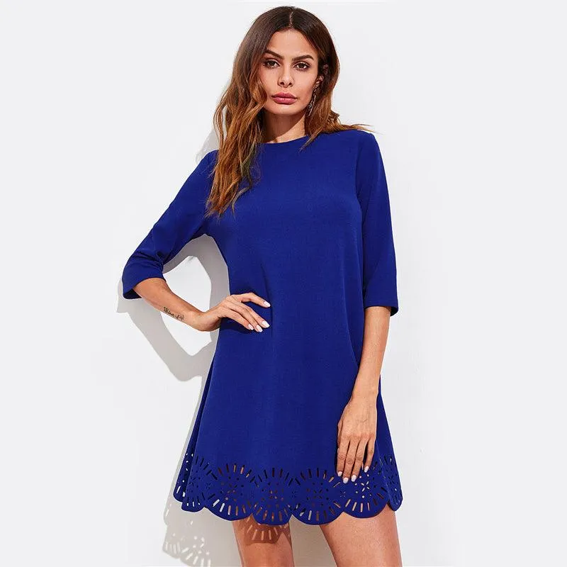 SERENE SCALLOPED BABY DOLL DRESS