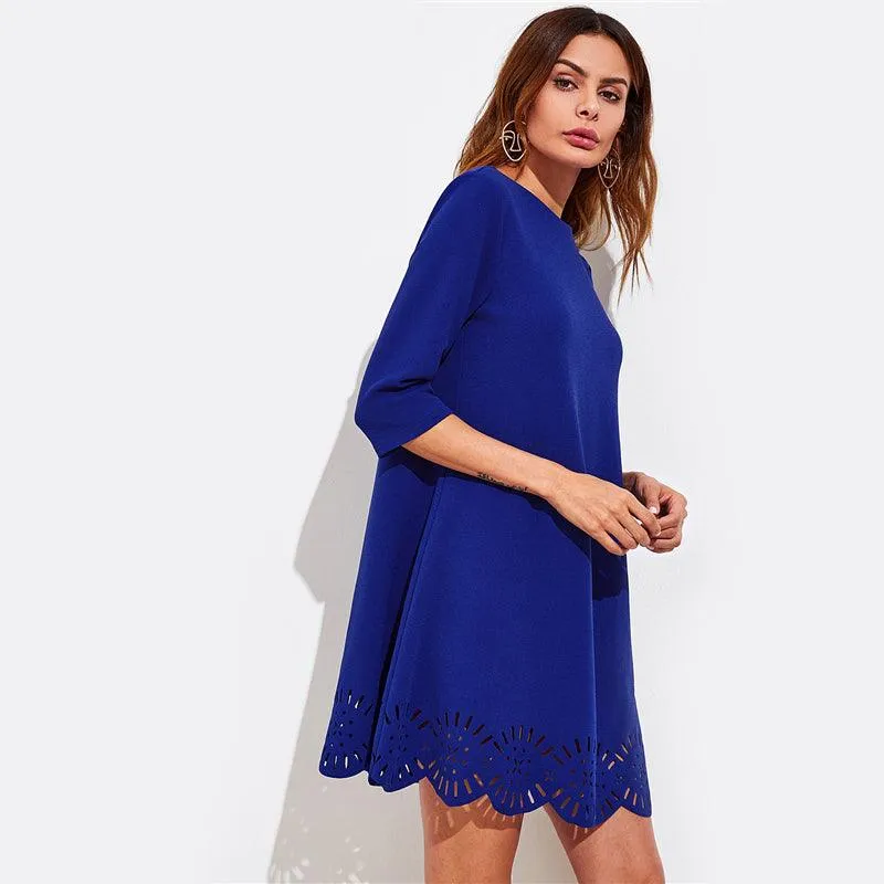 SERENE SCALLOPED BABY DOLL DRESS