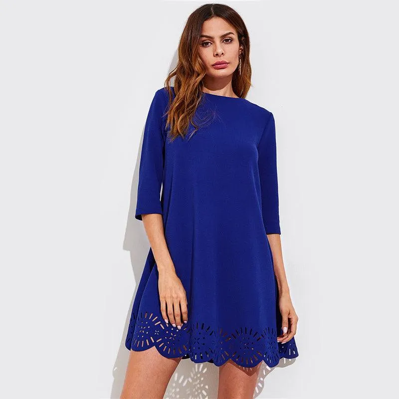 SERENE SCALLOPED BABY DOLL DRESS