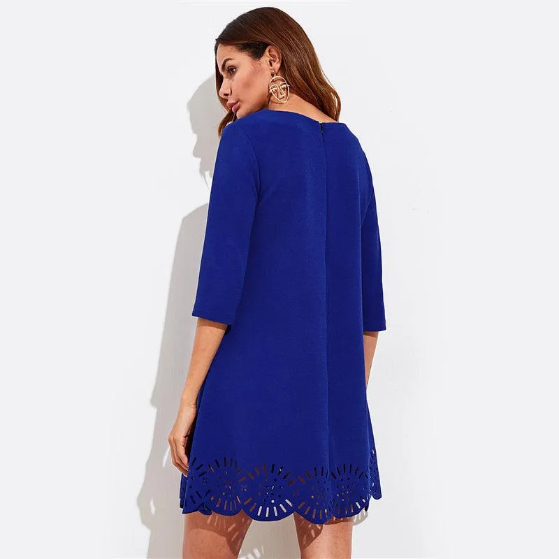 SERENE SCALLOPED BABY DOLL DRESS