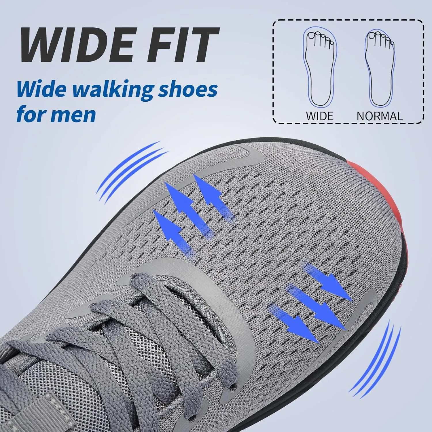 Slow Man Wide Toe Box Mens Walking Sneakers Wide Width Running Shoes Gym Workout Tennis Shoes for Wide Feet