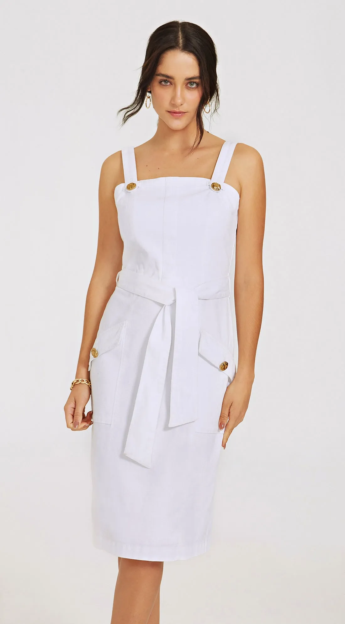 SQUARE NECKLINE MIDI DRESS