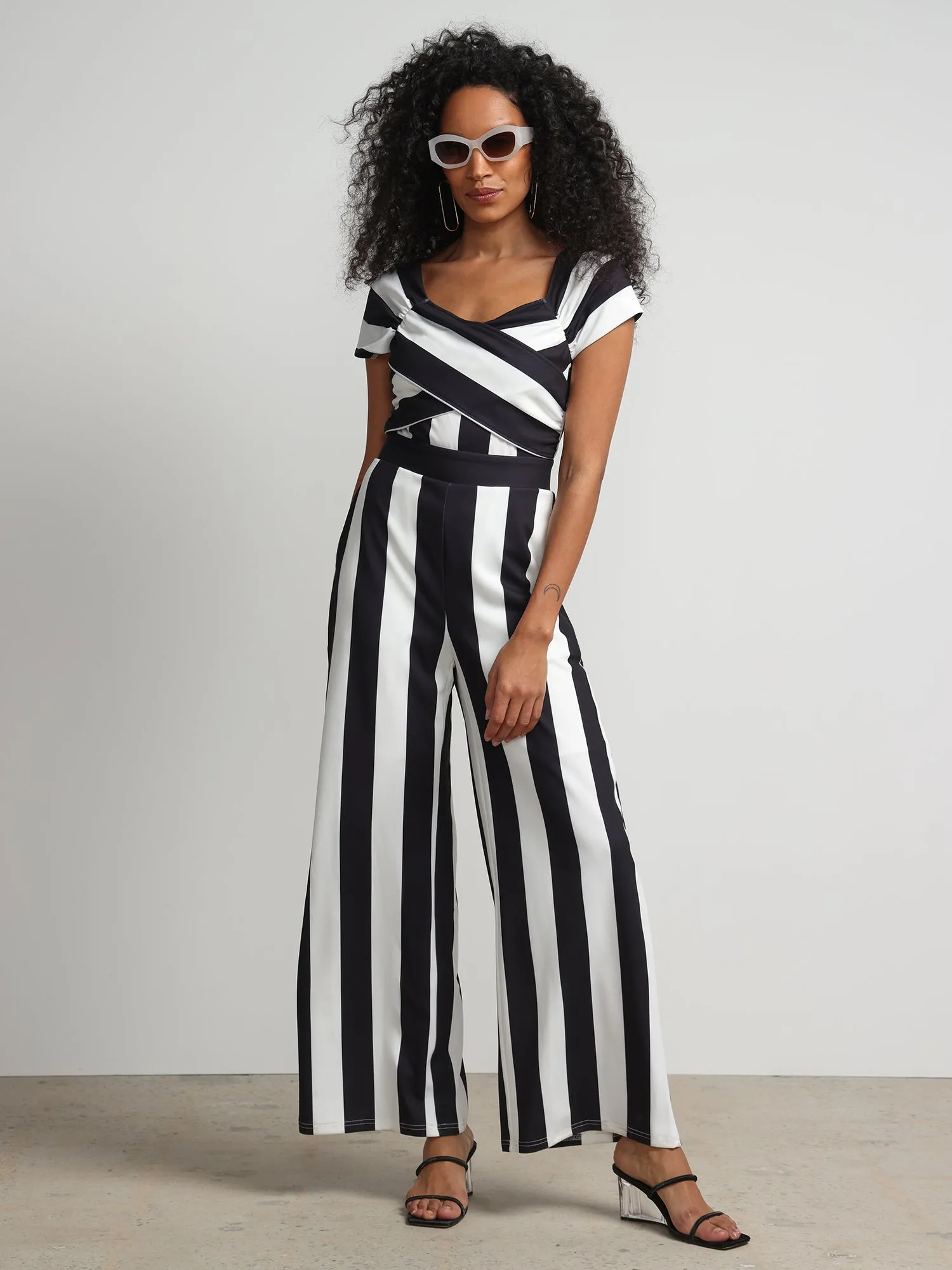 Striped Jumpsuit - Magic Crepe®