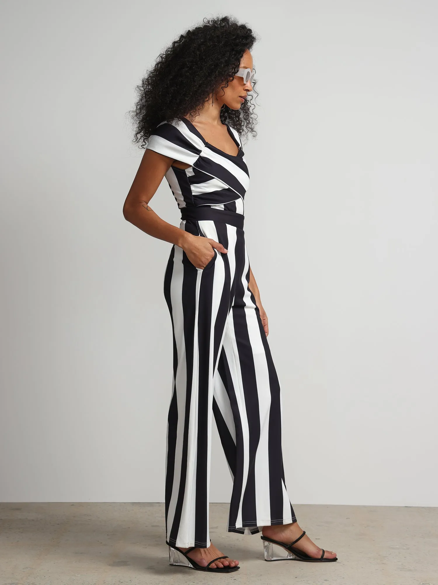 Striped Jumpsuit - Magic Crepe®